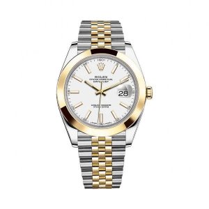 Rolex Datejust 41mm blanc Dial 126303 Acier et montre Jubilee Or Jaune 18K