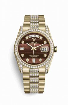 Réplique montre Rolex Day-Date 36 cerceaux en jaune serti de 118388 m118388-0128