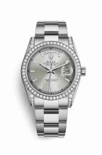 Réplique montre Rolex Day-Date 36 Cosses en blanc de 118389 Cadran argente m118389-0076