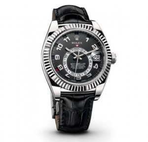 Réplique Rolex Sky Dweller Noir Cadran Noir Cuir 326139