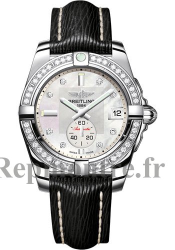 qualite superieure Réplique Breitling Galactic 36 Automatique Nacre diamant Dial Noir Bracelet en cuir pour femme A3733053/A717/213X/A16BA.1 - Cliquez sur l'image pour la fermer