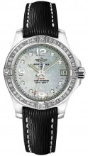 qualite superieure Réplique Breitling Colt Nacre diamant Dial Noir Bracelet en cuir pour femme