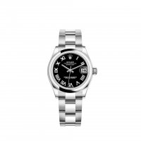 Réplique montre Rolex Datejust 31 Oystersteel cadran noir brillant