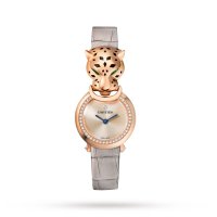 Cartier La Panthere De Cartier Copie montre Petit Quartz Or Rose Diamants Cuir HPI01379