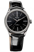 Réplique Rolex Cellini Time Or blanc Noir Lacquer Dial Montre 50509