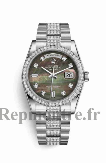 Réplique montre Rolex Day-Date 36 118346 Nacre noire sertie de Cadran m118346-0074 - Cliquez sur l'image pour la fermer