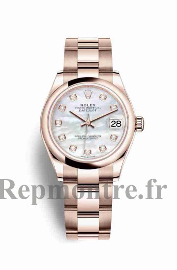 Réplique-imiter montre Rolex Datejust 31 Everose 278245 Nacre blanche sertie de Cadran - Cliquez sur l'image pour la fermer