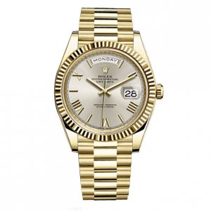 Rolex Day-Date 40 Automatique Plata Dial 18kt Or amarillo Réplique