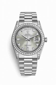 Réplique montre Rolex Day-Date 36 cerceaux en blanc sertie de 118389 m118389-0008