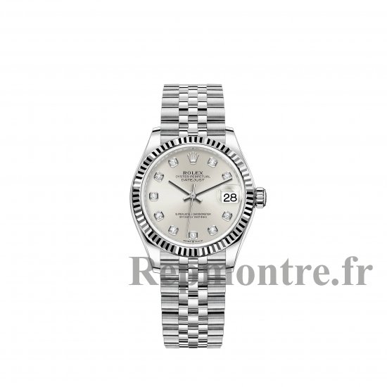 Réplique montre Rolex Datejust 31 Blanc Rolesor cadran serti de diamants Jubilee bracelet - Cliquez sur l'image pour la fermer