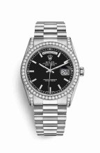 Réplique montre Rolex Day-Date 36 Cosses en blanc de 118389 Noir Cadran