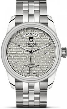 Réplique montre Tudor Glamour Day Date Acier Inoxydable / Argent Jacquard / Bracelet m56000-0003