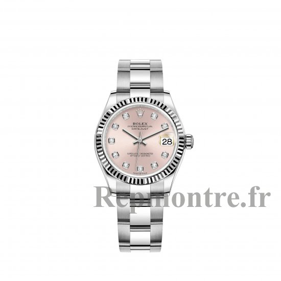 Réplique Rolex Datejust 31 Bracelet Oyster a cadran blanc Rolesor serti de diamants - Cliquez sur l'image pour la fermer