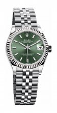 Réplique Rolex Datejust 31 Blanc Rolesor cadran vert bracelet Jubilee