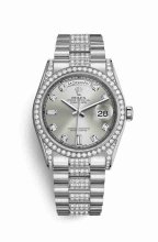 Réplique montre Rolex Day-Date 36 18 ct en blanc cosses de 118389 m118389-0029