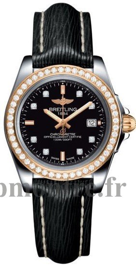 qualite superieure Réplique Breitling Galactic 32 Sleek Edition Trophy Noir diamant Dial Noir Bracelet en cuir pour femme - Cliquez sur l'image pour la fermer