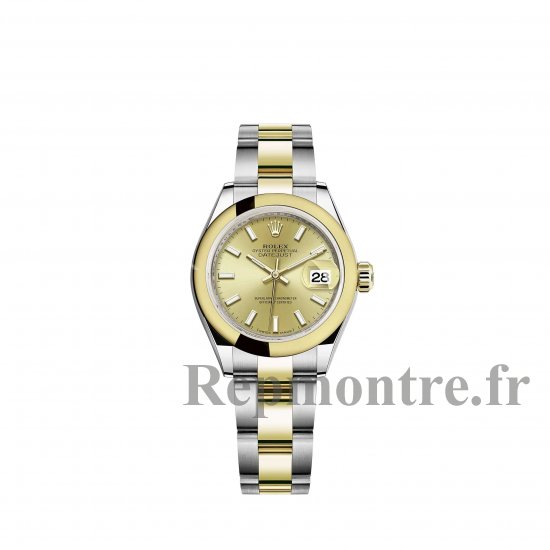 Réplique Rolex Lady-Datejust Bracelet Oyster a cadran jaune Rolesor couleur champagne m279163-0002 - Cliquez sur l'image pour la fermer