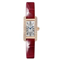 Cartier Tank Americaine Replique montre Mini Quartz Or Rose Cuir WJTA0041