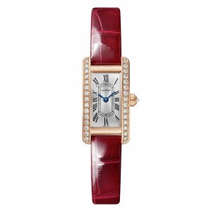 Cartier Tank Americaine Replique montre Mini Quartz Or Rose Cuir WJTA0041