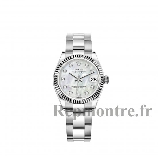 Réplique Rolex Datejust 31 Cadran en nacre blanche Rolesor serti de diamants - Cliquez sur l'image pour la fermer