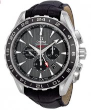 Réplique Omega Seamaster Teak Gris Cadran GMT Chronographe Noir Cuir 231.13.44.52.06.001