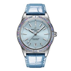 Breitling Chronomat Automatique 36 Mer du Sud Bracelet en Cuir Bleu Glace Montre Replique Femme G10380611C1P1