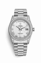 Réplique montre Rolex Day-Date 36 cosses en blanc de 118389 blanc Cadran