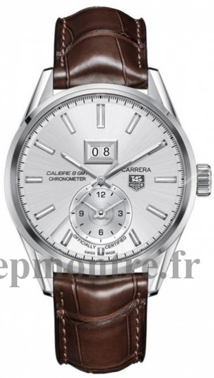 TAG Heuer Carrera GMT Grande Date Argent Dial Réplique WAR5011.FC6291 - Cliquez sur l'image pour la fermer