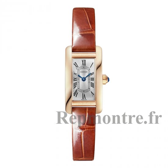 Cartier Tank Americaine Replique montre mini Quartz Or Rose Cuir WGTA0132 - Cliquez sur l'image pour la fermer