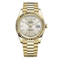 Rolex Day-Date 40 Automatique Plata Diagonal Motif Dial 18kt Or amarillo