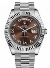 Rolex Day-Date II President Or blanc Fluted Bezel Réplique