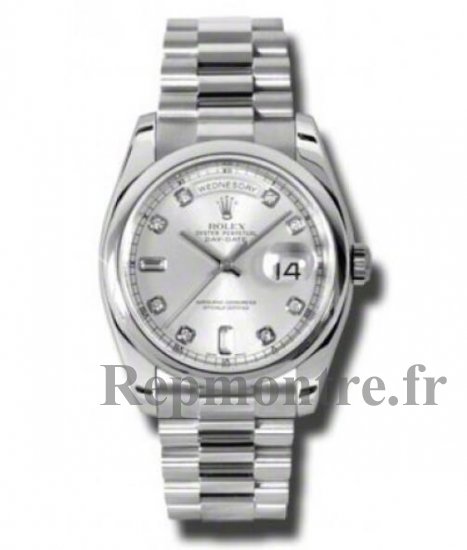 Réplique Rolex Day-Date Argent Cadran Platine President 118206SDP - Cliquez sur l'image pour la fermer