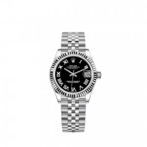 Réplique montre Rolex Datejust 31 Rolesor blanc cadran noir brillant