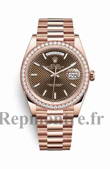 Réplique de montre Rolex Day-Date 40 Everose 228345RBR Motif diagonal chocolat Cadran m228345rbr-0005 - Cliquez sur l'image pour la fermer