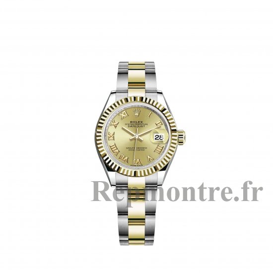 Réplique Rolex Lady-Datejust Bracelet Oyster a cadran jaune Rolesor couleur champagne m279173-0010 - Cliquez sur l'image pour la fermer