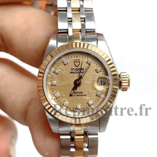 Réplique Tudor Princess Date 22 mm Acier-Or Jaune Cadran Argent Automatique M92513-0010 - Cliquez sur l'image pour la fermer