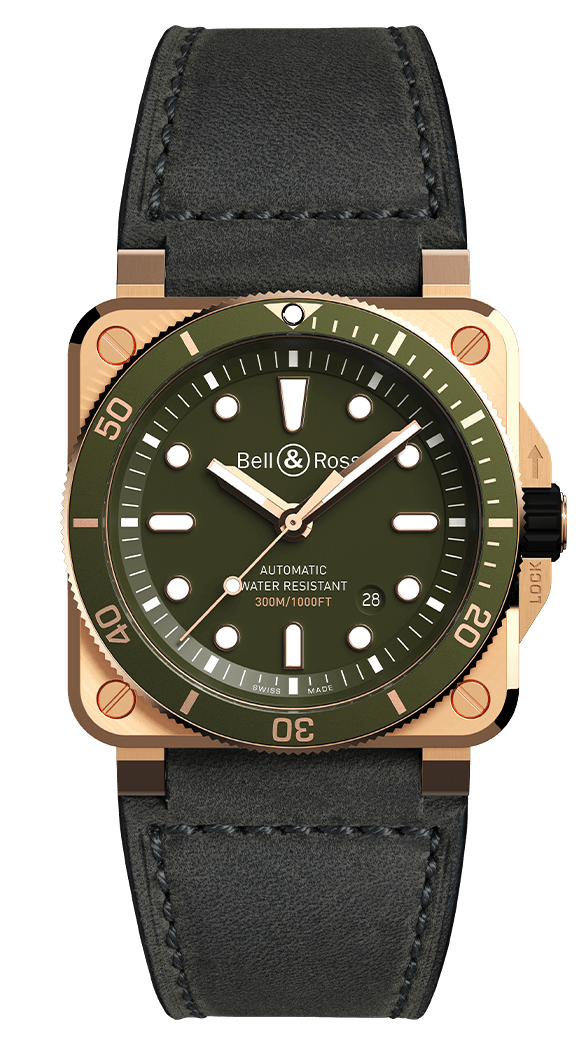 Réplique Montre en edition limitee pour homme Bell & Ross Instruments cadran vert olive automatique BR0392-D-G-BR / SCA