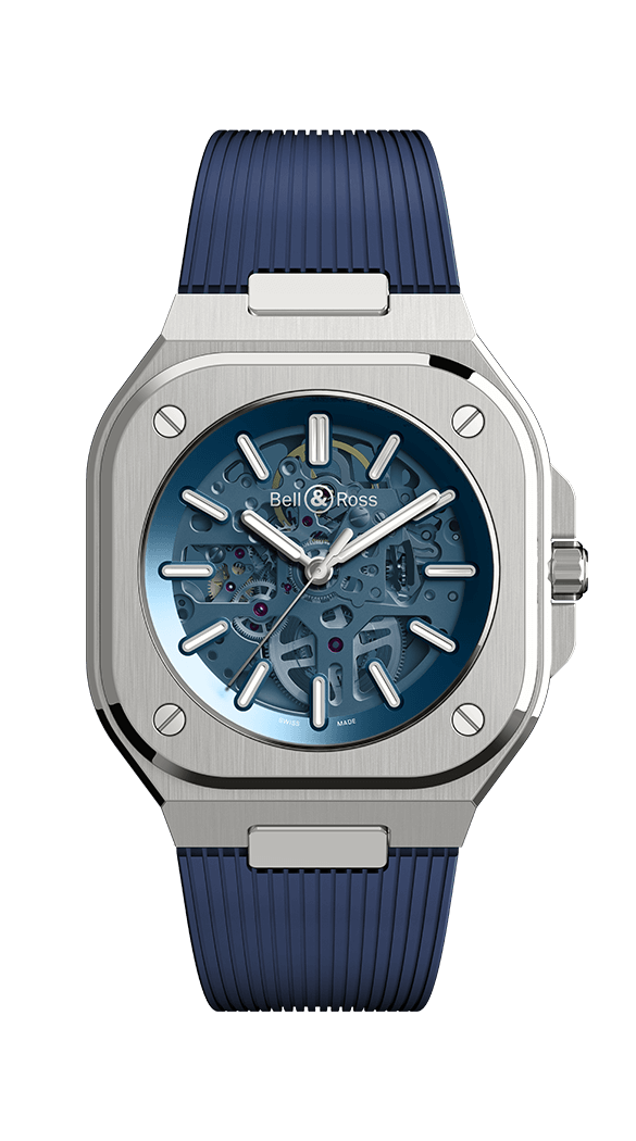 Réplique montre Bell & Ross BR 05 Acier inoxydable / Bleu squelette / Bracelet (BR05A-BLU-SKST / SRB)