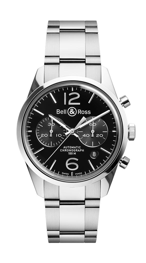 Réplique montre Bell & Ross Vintage BR Officier Acier Auto 41mm Montre Homme Bracelet BRG126-BL-STSST