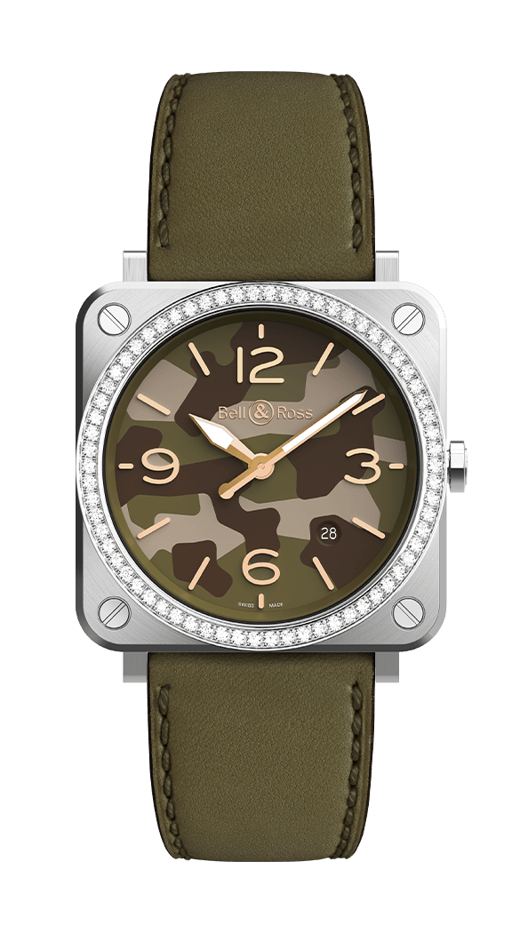 Réplique montre BRS-CK-ST-LGD / SCA de Bell & Ross BR S Green Camo Diamonds