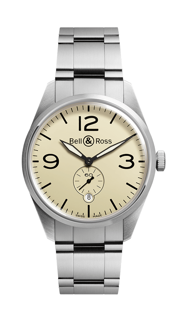 Réplique montre pour homme Bell & Ross Vintage Original en acier beige BRV123-BEI-ST / SST