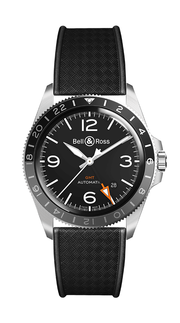 Réplique Montre Homme Bell & Ross Vintage Black Steel GMT BRV293-BL-ST / SRB