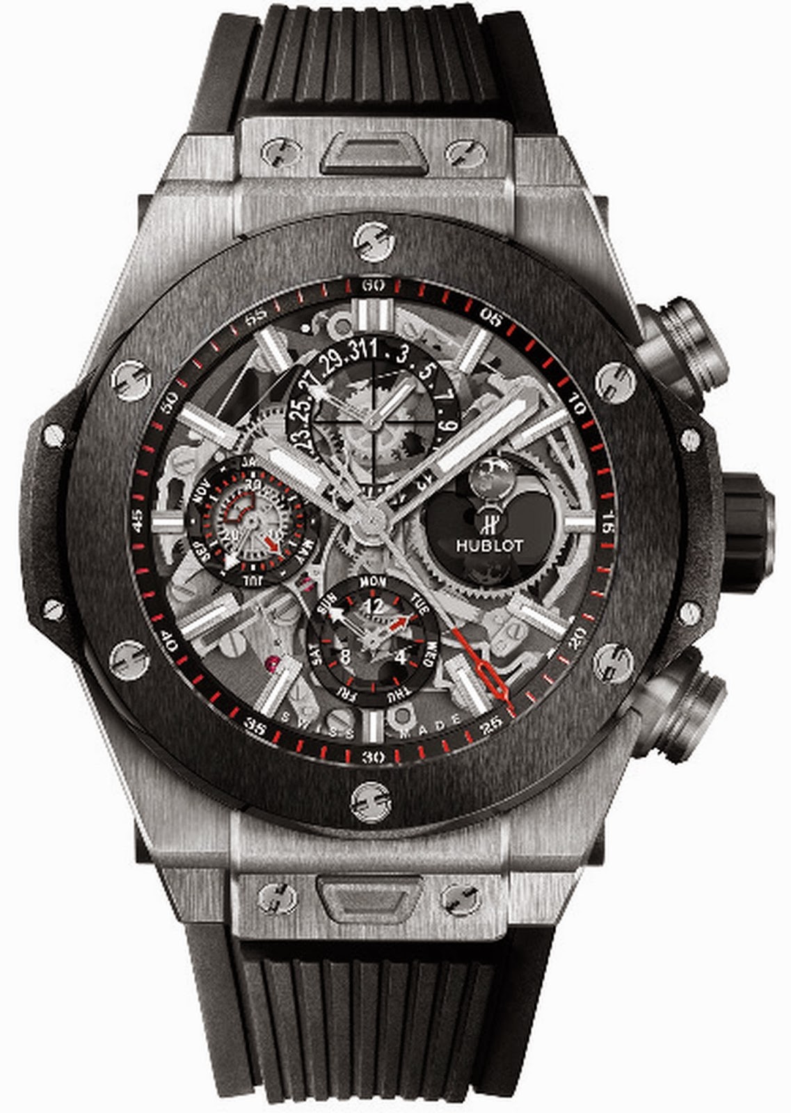 Réplique Hublot Big Bang Chrono Calendrier perpetuel Titanium Ceramic 406.NM.0170.RX