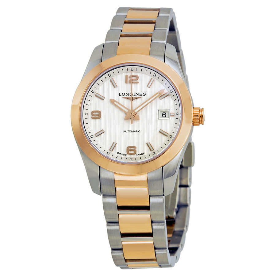 R plique Longines Conquest Classic Two Tone Or rose argent Automatique Femme Montre L2.285.5.76.7